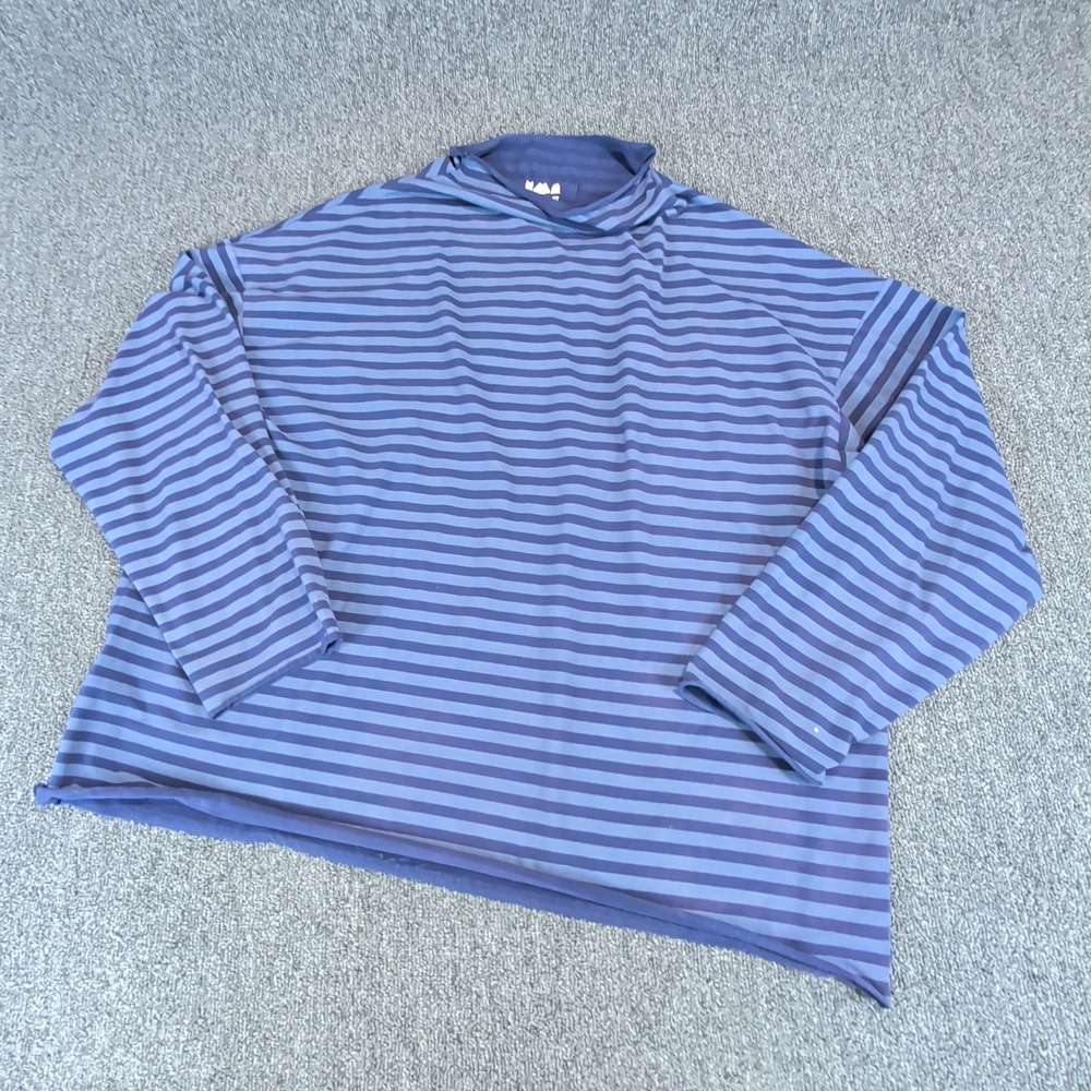 Labo.Art Womens Top Size 2 Cotton Blue Striped Mock Neck Made in Italy Relaxed